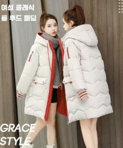 블랙 롱 다운 겨울 코트 AIU93874