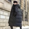 EXPLORING 플래그십 롱 패딩 남여 공용 블랙