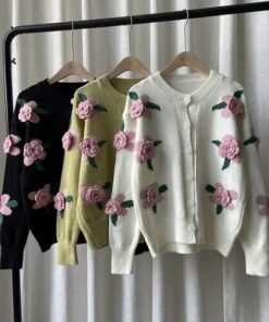 모던 캐슈넛 꽃 스웨터