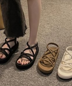 미드 웨지 여성 키높이 슬리퍼 샌들