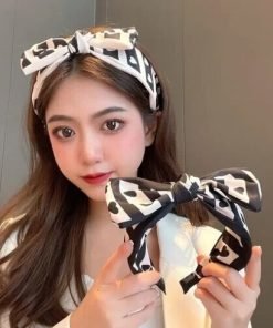 레터링 프린트 와이드 크로스 멀티 헤어밴드
