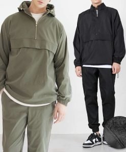벤티브 기모남자 우븐후드아노락 우븐하프아노락 조거팬츠 M~4XL 세트